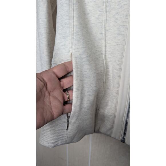 Athleta Luxe Victory fur lined hoodie jacket ivory pockets size extra small - Picture 7 of 11